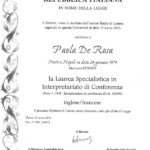 01-LaureaMagistrale Paola de Rosa Laurea Magistrale in Interpretazione di Conferenza 2012